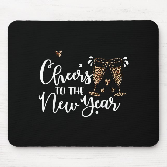 Cheers To The New Year 2026 Leopard Champagne Happ Mouse Mat (Front)