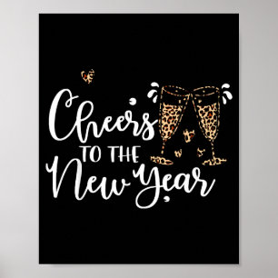 Cheers To The New Year 2026 Leopard Champagne Happ Poster