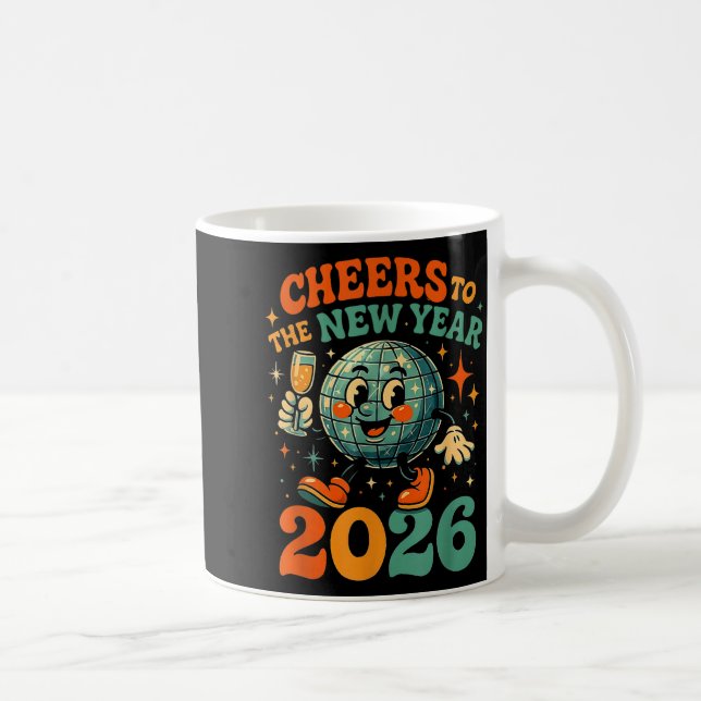 Cheers To The New Year 2026 Retro Disco Gift  Coffee Mug (Right)