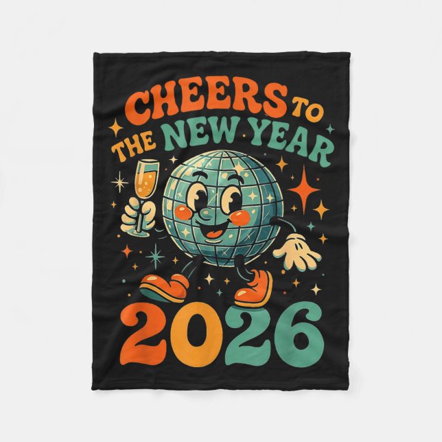 Cheers To The New Year 2026 Retro Disco Gift  Fleece Blanket (Front)