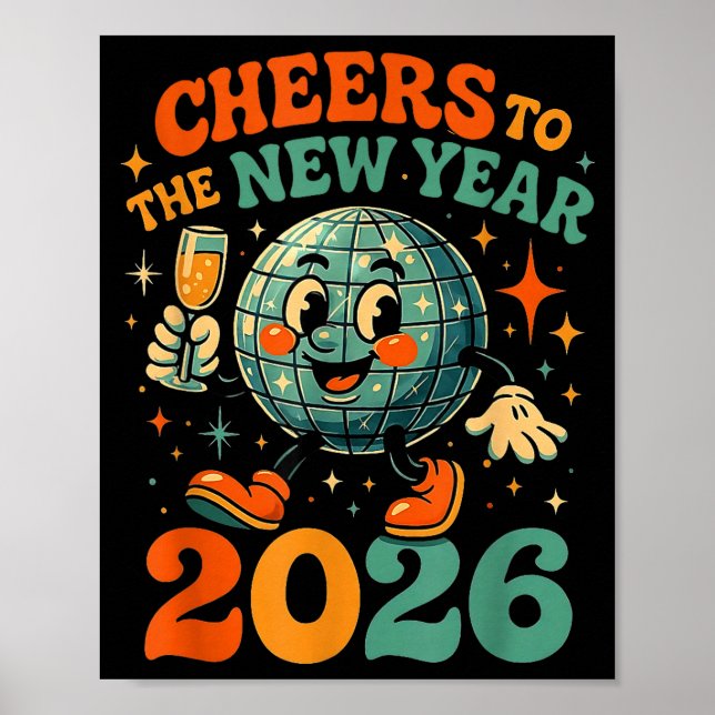 Cheers To The New Year 2026 Retro Disco Gift  Poster (Front)