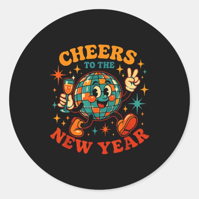 Cheers To The New Year 2026 Retro Party Gift  Classic Round Sticker (Front)