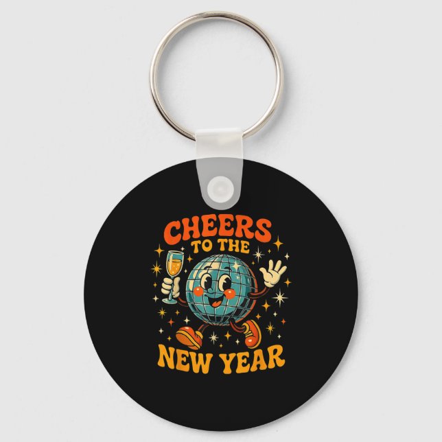 Cheers To The New Year 2026 Retro Party Gift  Key Ring (Front)