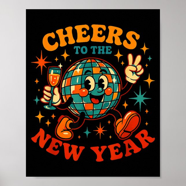 Cheers To The New Year 2026 Retro Party Gift  Poster (Front)