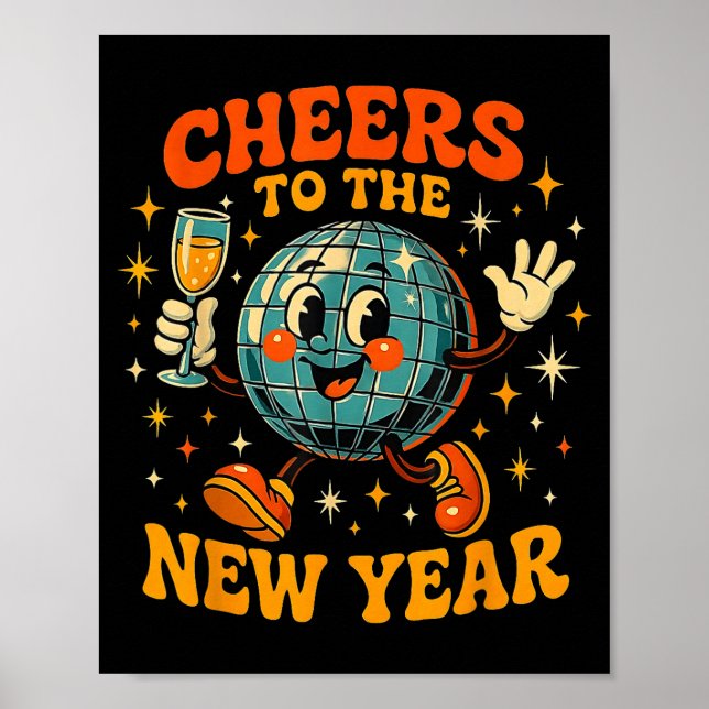 Cheers To The New Year 2026 Retro Party Gift  Poster (Front)