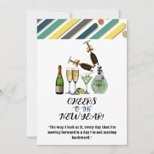 Cheers to the New Year Abstract Art Cocktail Card