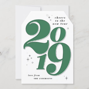 Cheers to the new year bold 2019 holiday card