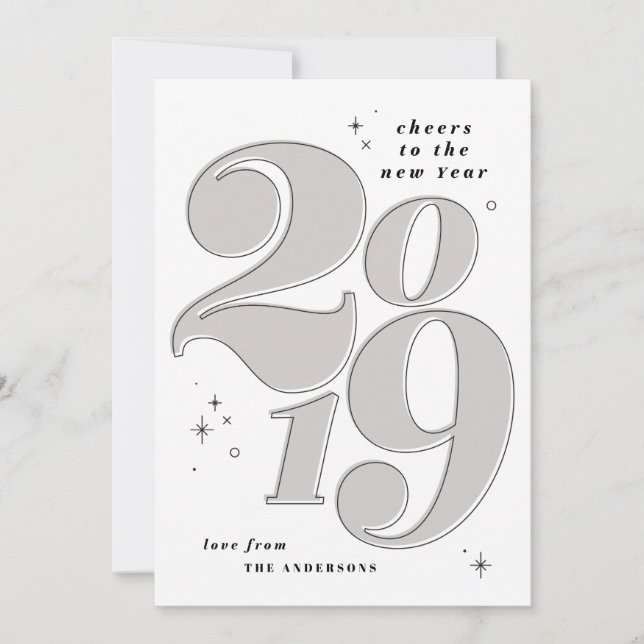 Cheers to the new year bold 2019 holiday card (Front)