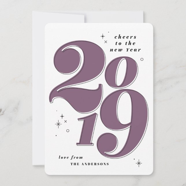 Cheers to the new year bold 2019 holiday card (Front)
