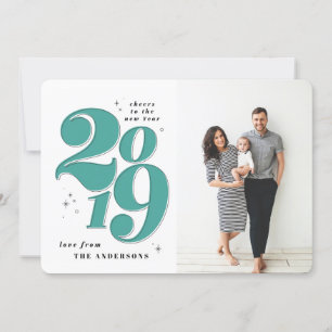 Cheers to the new year bold 2019 photo holiday card