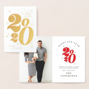 Cheers to the new year bold 2020 typography foil card