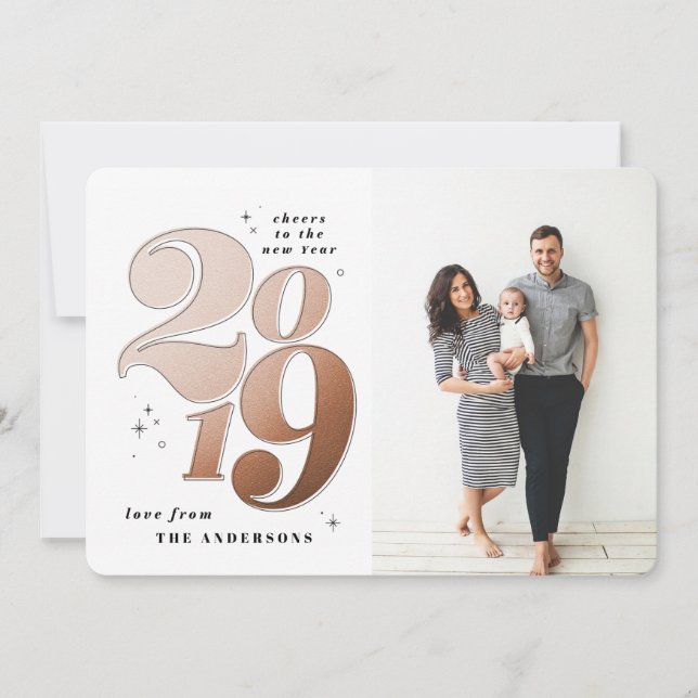 Cheers to the new year bronze 2019 photo holiday (Front)