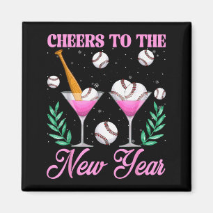 Cheers To The New Year Champagne Gl & Baseball Magnet