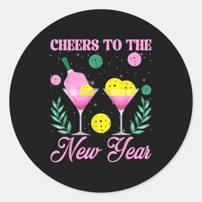 Cheers To The New Year Champagne Gl &amp; Ckleball Classic Round Sticker (Front)