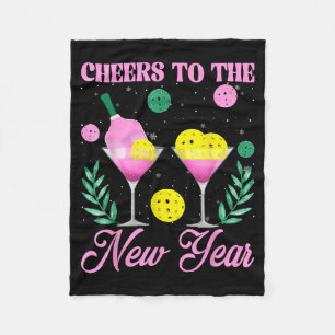 Cheers To The New Year Champagne Gl &amp; Ckleball Fleece Blanket