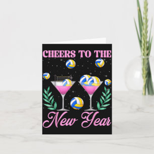 Cheers To The New Year Champagne Gl & Volleyba Card