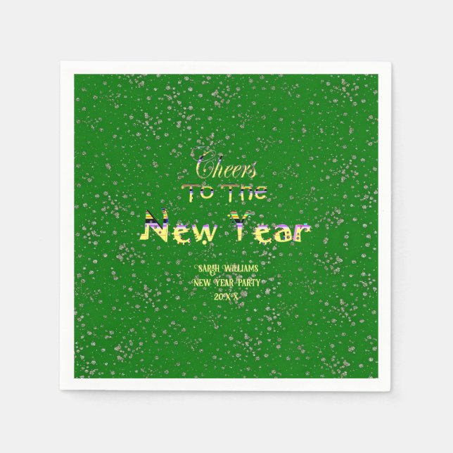 Cheers to the New Year Crafts | Party Green   Napkin (Front)