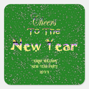 Cheers to the New Year Crafts   Party Green  Square Sticker