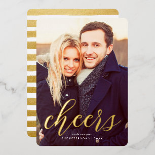 "Cheers To The New Year" Custom Photo Foil Holiday Card