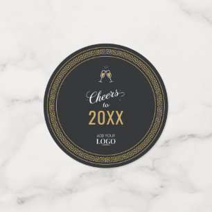 Cheers to the New Year Elegant Business Logo Black Confetti