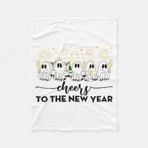 Cheers To The New Year Ghosts Drinking Champagne N Fleece Blanket