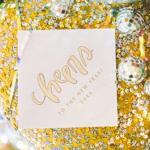 Cheers to the New Year Hand-Lettered Gold Foil Napkins