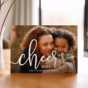 Cheers to the New Year Horizontal Photo Foil Holiday Card