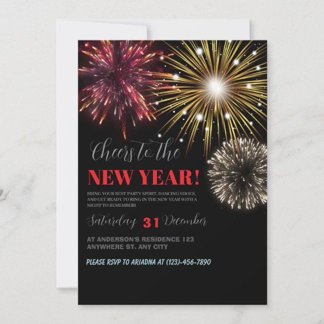 Cheers to the New Year Invitation, New Year's Eve  Invitation (Front)