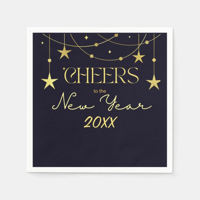 Cheers to the New Year message stars Napkin (Front)