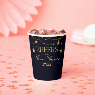 Cheers to the New Year message stars Paper Cups