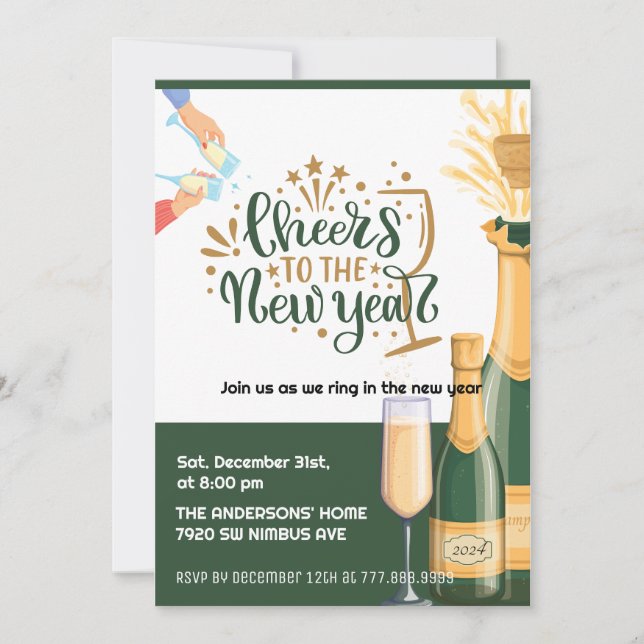 Cheers to the New Year Party Invitation (Front)