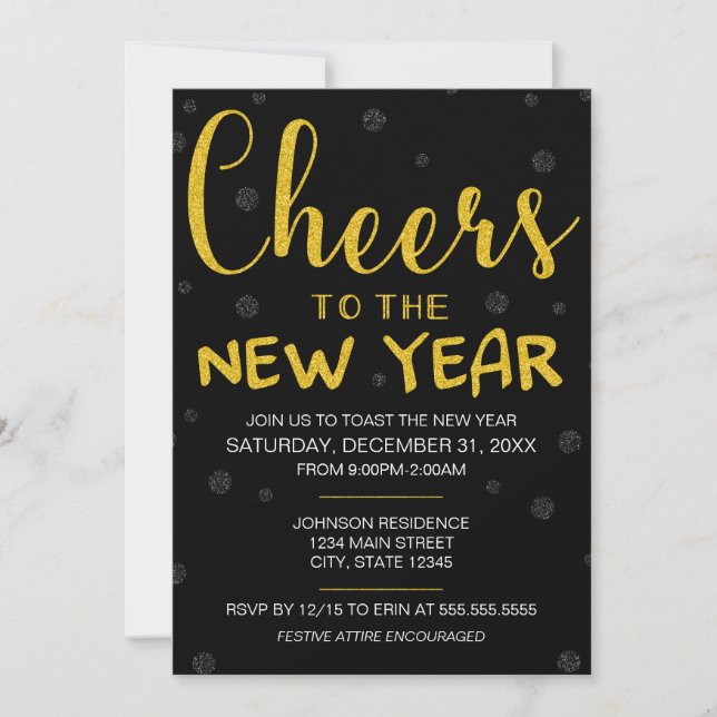 Cheers to the New Year Party Invitation (Front)