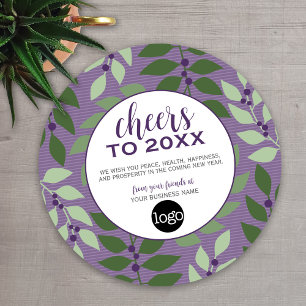 Cheers to the New Year - Purple and Green Holiday Card