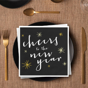 Cheers To The New Year Starbursts Fireworks Modern Napkin