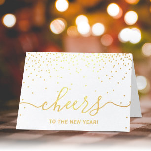 Cheers To The New Year! Trendy Typography Photo Foil Card