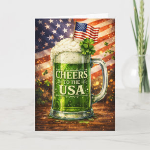 Cheers to the USA Green Beer St Patrick's Day Art Card