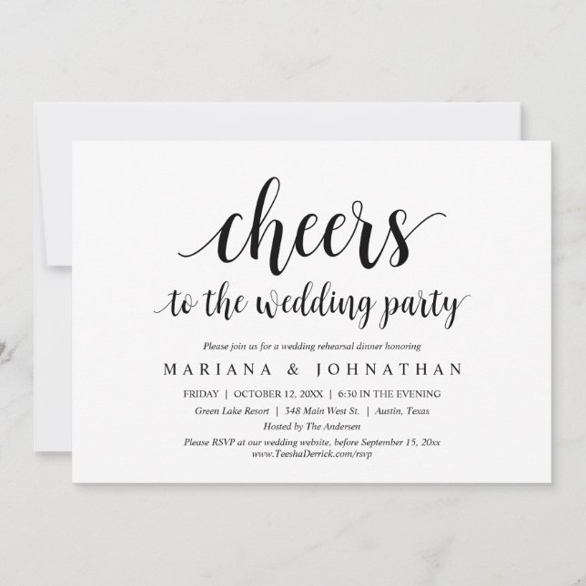 Cheers to the Wedding Rehearsal Dinner Party  Invitation (Front)