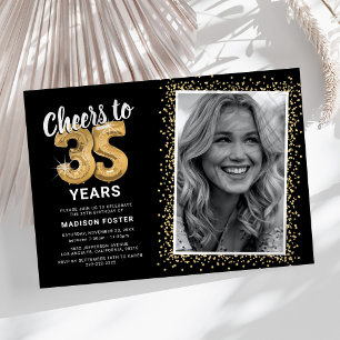 Cheers to The Years 35th Birthday Photo Invitation