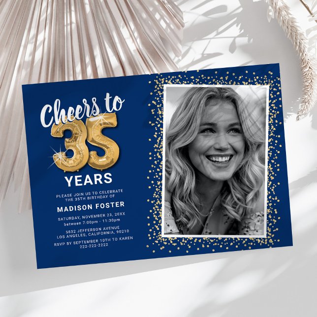 Cheers to The Years 35th Birthday Photo Invitation (Creator Uploaded)