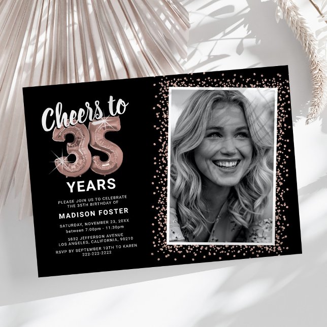 Cheers to The Years 35th Birthday Photo Invitation (Creator Uploaded)