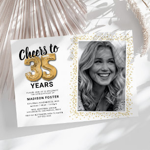 Cheers to The Years 35th Birthday Photo Invitation