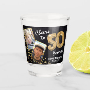 Cheers to the Years 50th Birthday 2 Photo Shot Glass