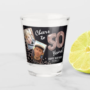 Cheers to the Years 50th Birthday 2 Photo Shot Glass