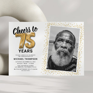 Cheers to The Years 75th Birthday Photo Invitation