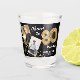 Cheers to the Years 80th Birthday 2 Photo Shot Glass
