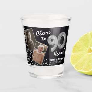 Cheers to the Years 90th Birthday 2 Photo Shot Glass