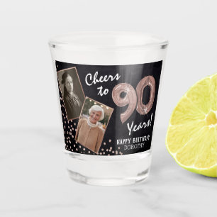 Cheers to the Years 90th Birthday 2 Photo Shot Glass