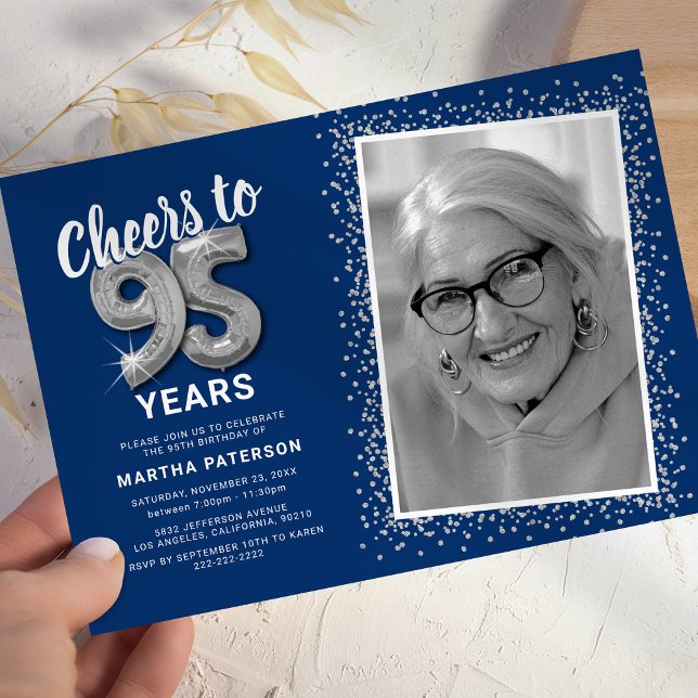 Cheers to The Years 95th Birthday Photo Invitation (Creator Uploaded)