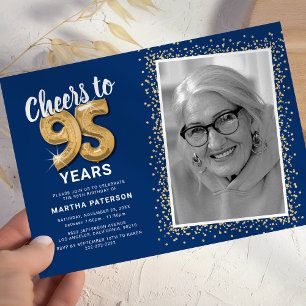 Cheers to The Years 95th Birthday Photo Invitation