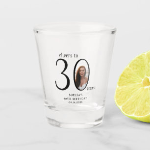 Cheers to Thirty Minimal Photo 30th Birthday Shot Glass